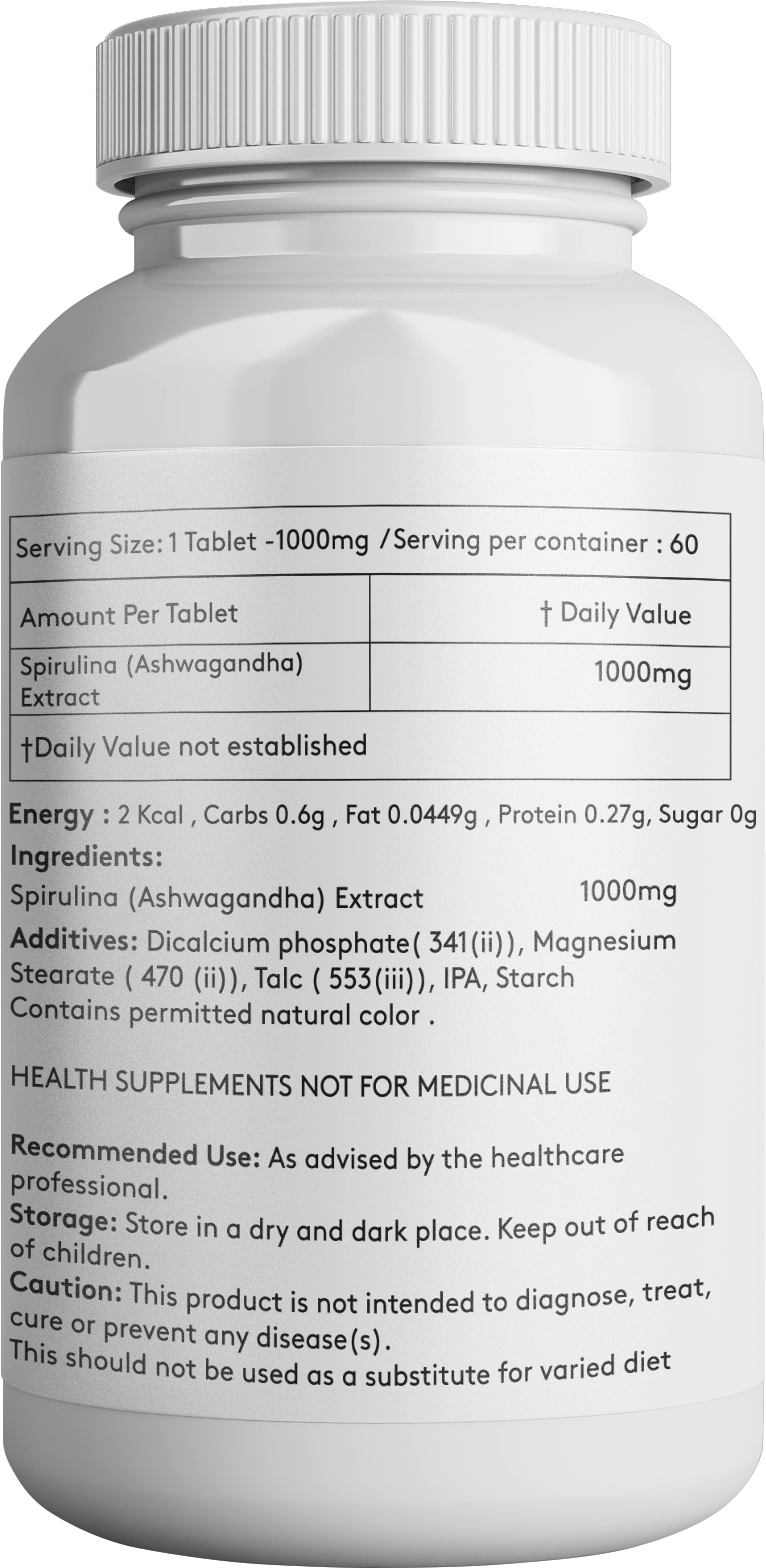 Spirulina with Ashwagandha - 1000mg Tablet