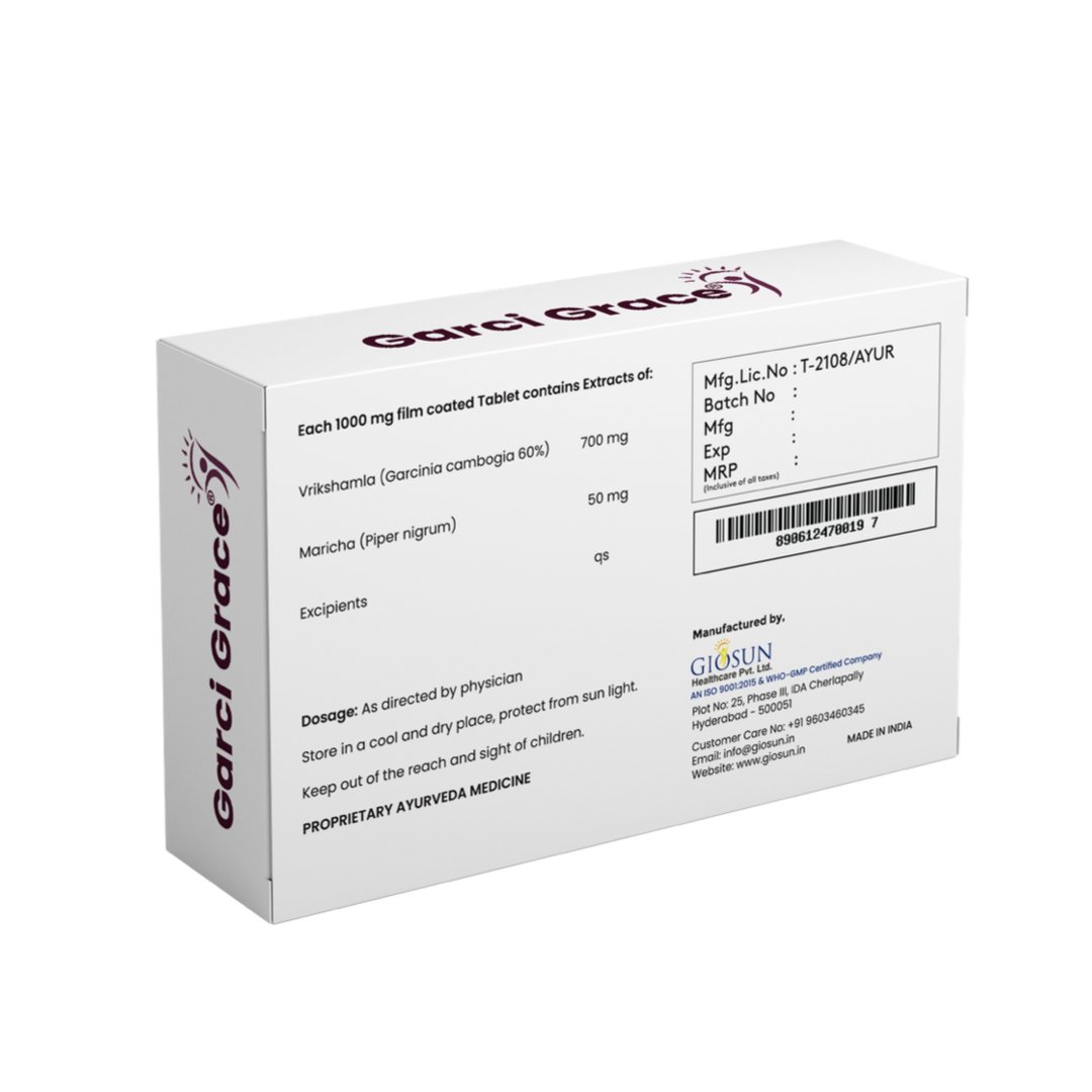 Garcigrace - 1000mg Tablet(may helps in lowering absorption of Carbohydrates, Fat & BMI & LDL-c & TG;)